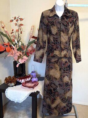 Preowned Dino Vintage High Quality 2 Piece Blazer Midi Skirt Utility Jacket 8 M